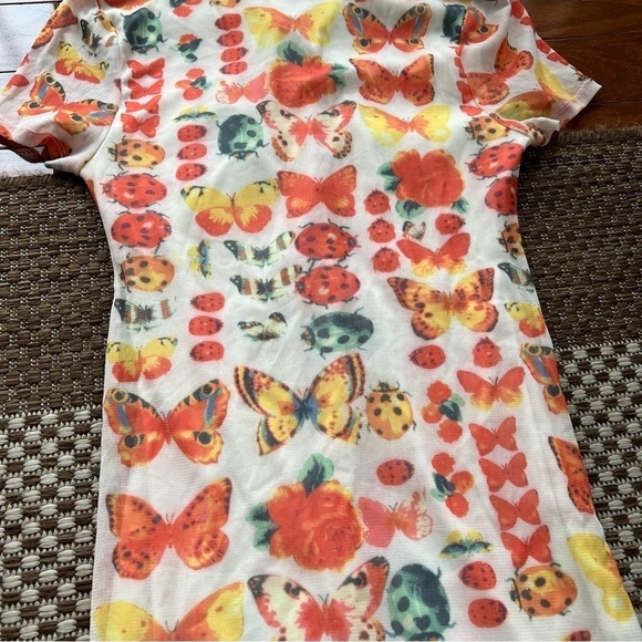 Urban Outfitters Riko‎ Mesh Orange Butterfly Dress - Picture 9 of 13